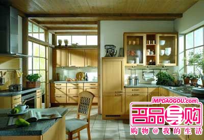 厨餐连体式田园风格整体厨房是是将餐厅和厨房融到一起