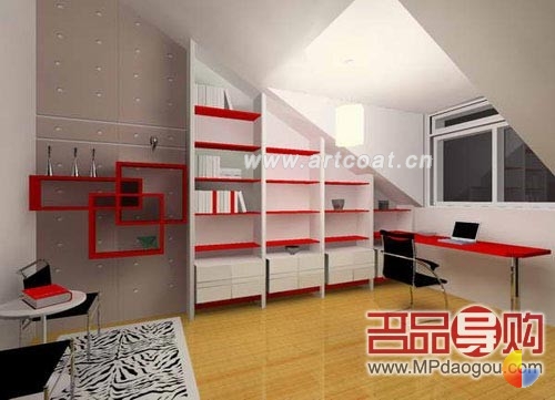 书房安家于阁楼,沿墙做几个简易隔板,既不占用地方,也能轻松收纳你所有的书籍。