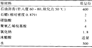 表 1 A 组分配方