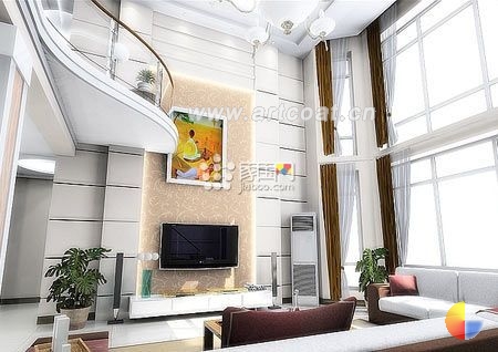 爱上复式 现代简约复式客厅装修效果图[组图]