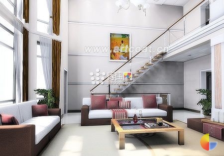 爱上复式 现代简约复式客厅装修效果图[组图]