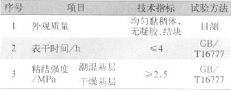 表1基层处理剂底涂性能指标及试验方法 