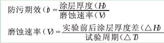 溶解型防污涂料的防污期效与涂层厚度和涂层的磨蚀速率有关