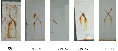 图2添加ZT-719的涂料120小时耐盐雾试验后样板照片