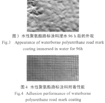 图3 水性聚氨酯路标涂料浸水96h后的外观