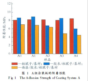 图1 A组涂装板的附着性能